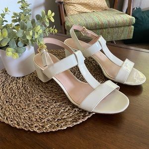 Kate Spade White Patent Block Heel Sandal